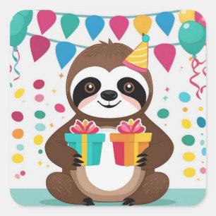 Happy Birthday to the Cutest Sloth! Square Sticker