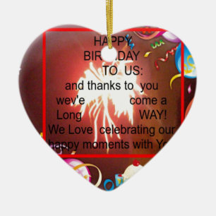 Happy Birthday to Us Art Print Ceramic Tree Decoration