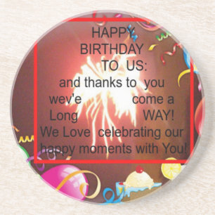 Happy Birthday to Us Art Print Coaster