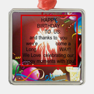 Happy Birthday to Us Art Print Metal Tree Decoration
