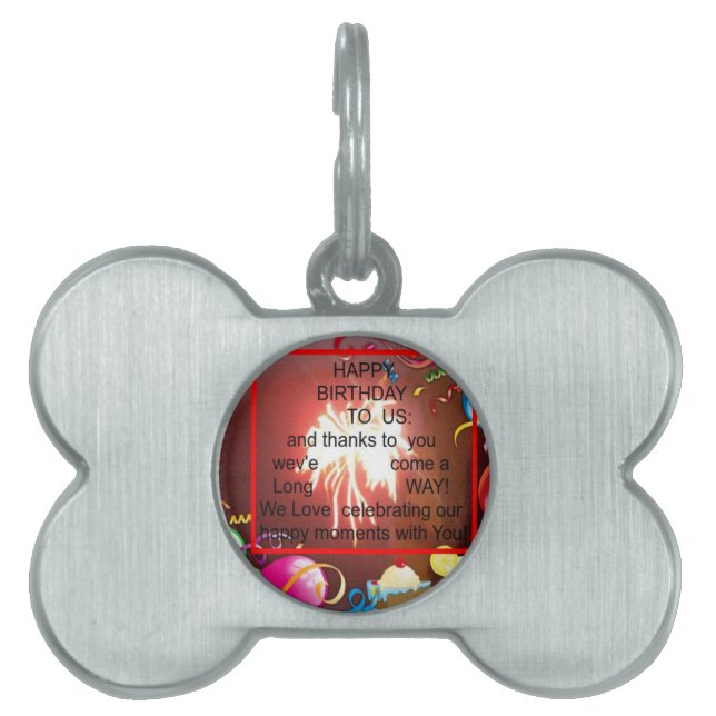 Happy Birthday to Us Art Print Pet Tag (Front)