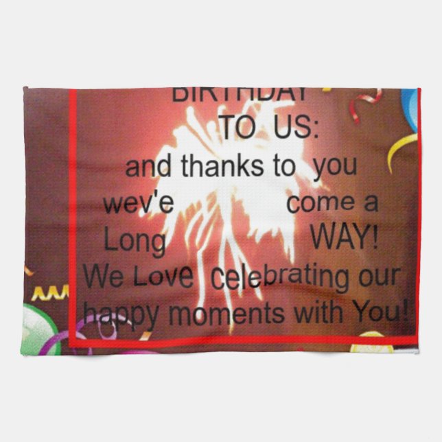 Happy Birthday to Us Art Print Tea Towel (Horizontal)