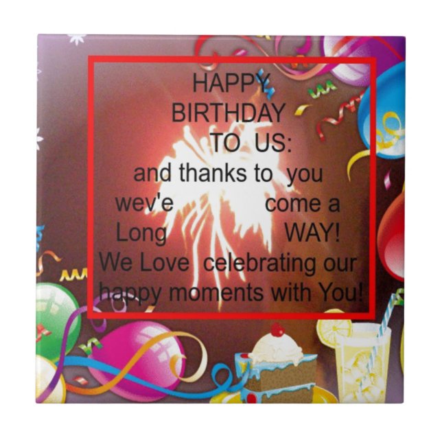Happy Birthday to Us Art Print Tile (Front)
