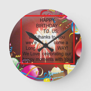Happy Birthday To us Round Clock