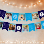 Happy Birthday to You Any Age Photo Blue White<br><div class="desc">Happy Birthday banner with 8 of your favourite photos, personalised happy birthday to you song and customised flags with your age. The design has a bold colour palette of dark blue, turquoise blue, duck egg blue and white - which you can edit in the design tool if you wish, ...</div>