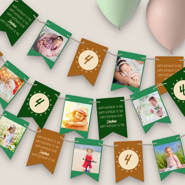 Happy Birthday to You Any Age Photo Green Rust Bunting (Creator Uploaded)
