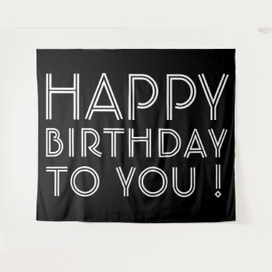 "Happy Birthday To You!" Black and White Tapestry