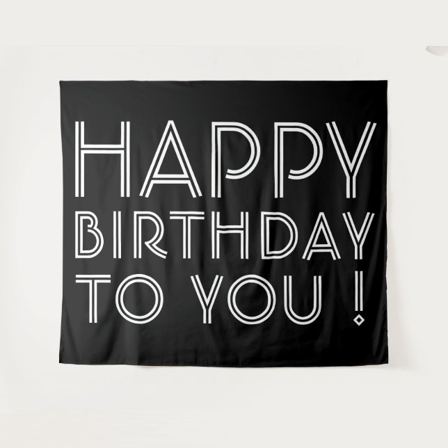 "Happy Birthday To You!" | Black and White Tapestry (Front (Horizontal))