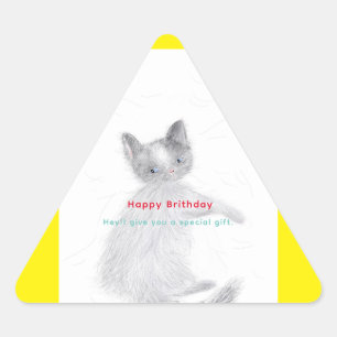 happy birthday to you Cat Triangle Sticker