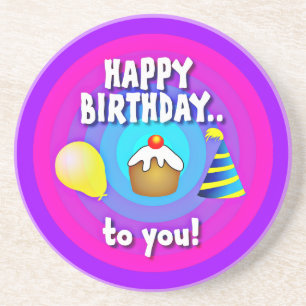 Happy Birthday To You Circle Design-47555 Coaster