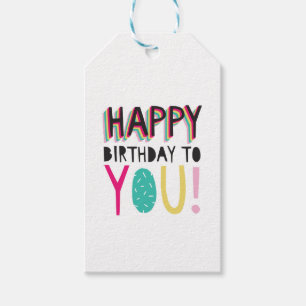Happy Birthday to you colourful rainbow gift tag