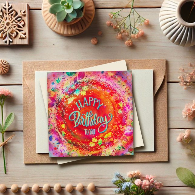 Happy Birthday to You Fun Colourful Flat Holiday Card (Creator Uploaded)