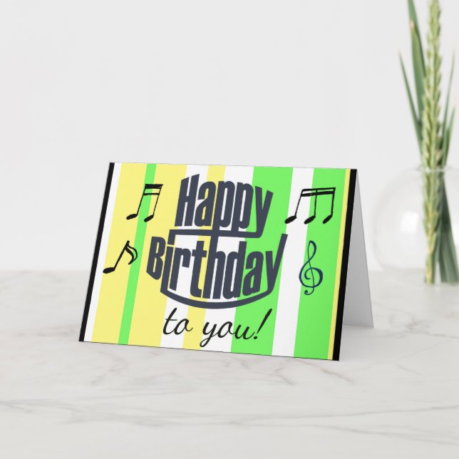 Happy Birthday to You Lime Green, yellow Birthday Card (Front)