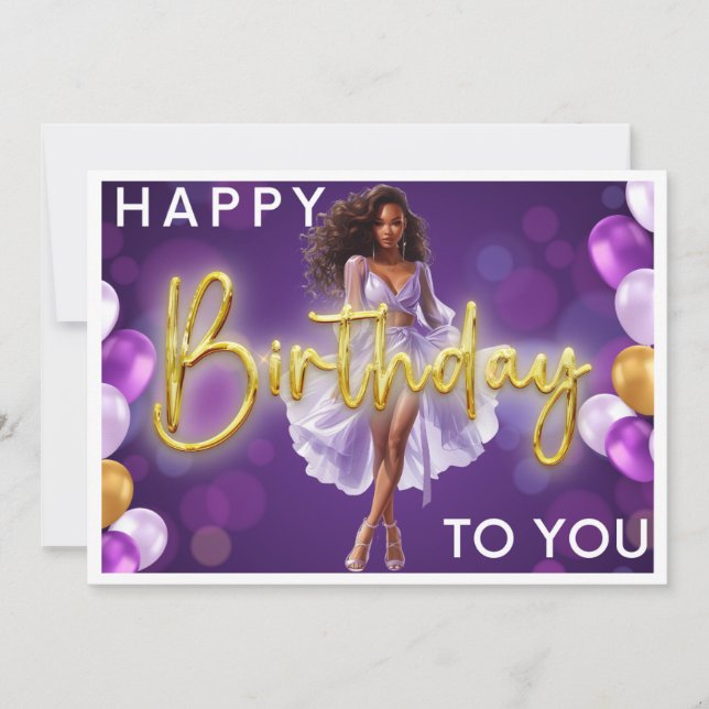 Happy Birthday To You Melanin Sista Black Queen  Holiday Card (Front)