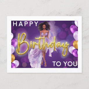 Happy Birthday To You Melanin Sista Black Queen  Holiday Postcard