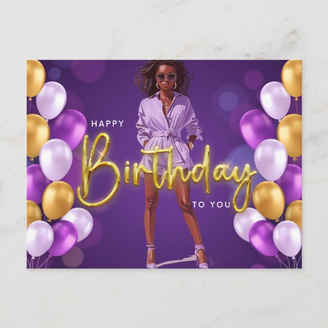Happy Birthday To You Melanin Sista Black Queen  Holiday Postcard (Front)