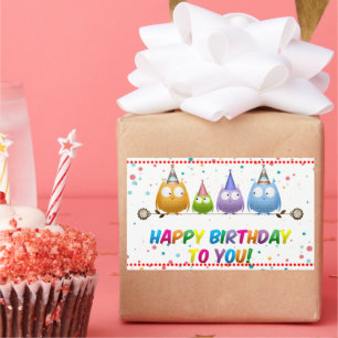 Happy Birthday to You, Owls, Rectangular Sticker