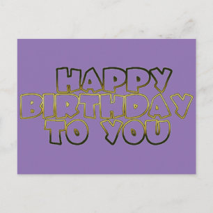 Happy Birthday To You Pale Purple Gold Typography Postcard