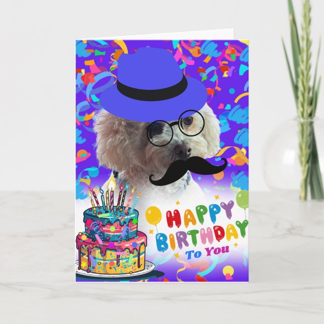 Happy Birthday To You Poodle Greeting Card (Front)