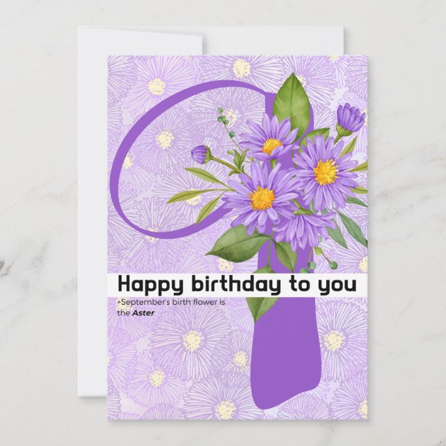 happy birthday to you : September birth flower Ast Holiday Card (Front)