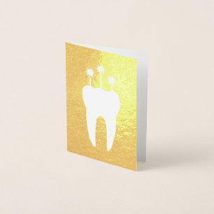 Happy Birthday Tooth with Candles Foil Card