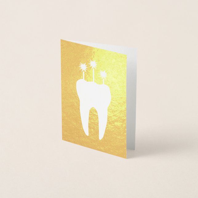 Happy Birthday Tooth with Candles Foil Card (Front)