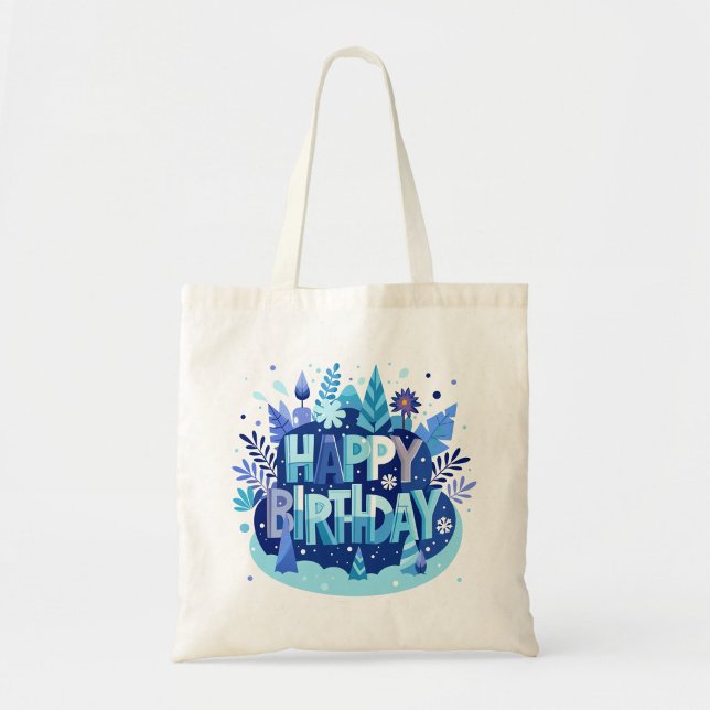 Happy Birthday Tote Bag ("Modern Everyday Birthday Tote Present")