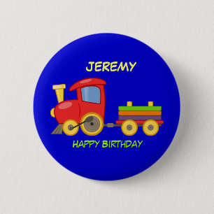 Happy Birthday, Toy Train, template 6 Cm Round Badge
