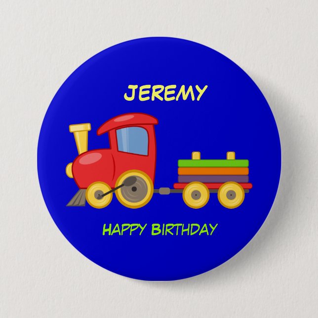 Happy Birthday, Toy Train, template 7.5 Cm Round Badge (Front)