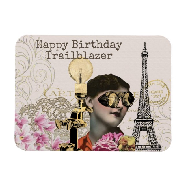 Happy Birthday Trailblazer Steampunk Vintage  Magnet (Horizontal)