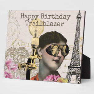 Happy Birthday Trailblazer Steampunk Vintage Plaque