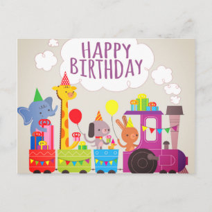 Happy Birthday Train Postcard