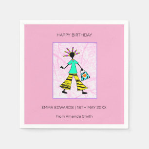 Happy Birthday, Trendy and Elegant Woman Napkin