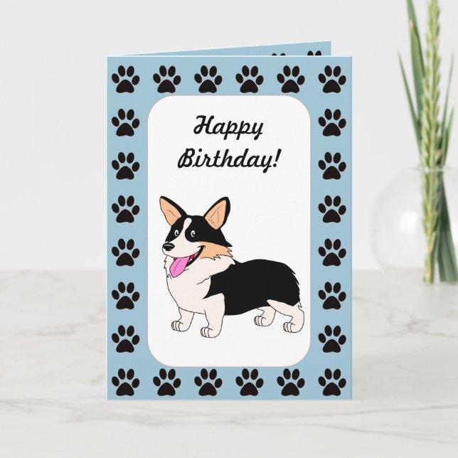 Happy Birthday Tricolor Corgi Card (Front)