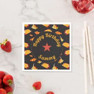 Happy Birthday Tropical Fish Napkin