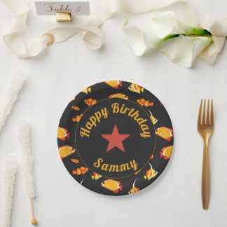 Happy Birthday Tropical Fish Paper Plate