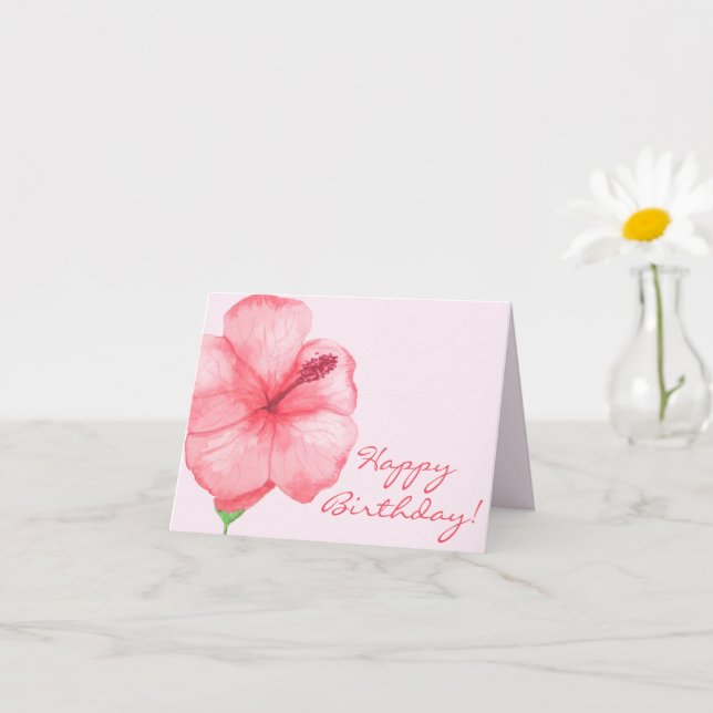 Happy Birthday  | Tropical Hibiscus Flower Card (Small Plant)
