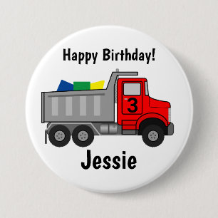 Happy Birthday Truck Personalise Boy's Name Age 7.5 Cm Round Badge