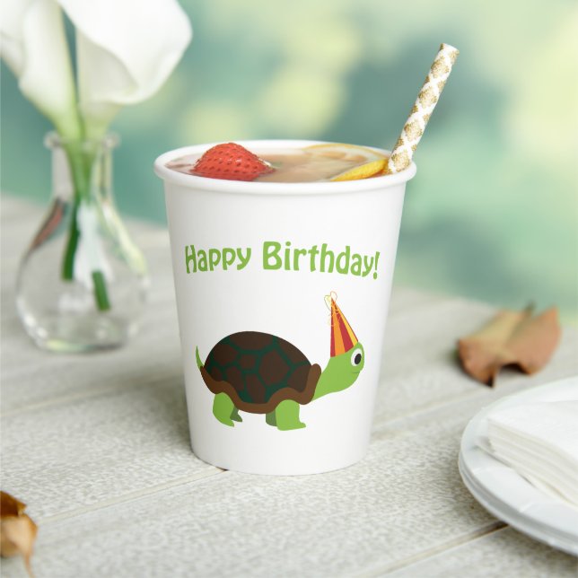 Happy Birthday Turtle Paper Cup (Insitu)