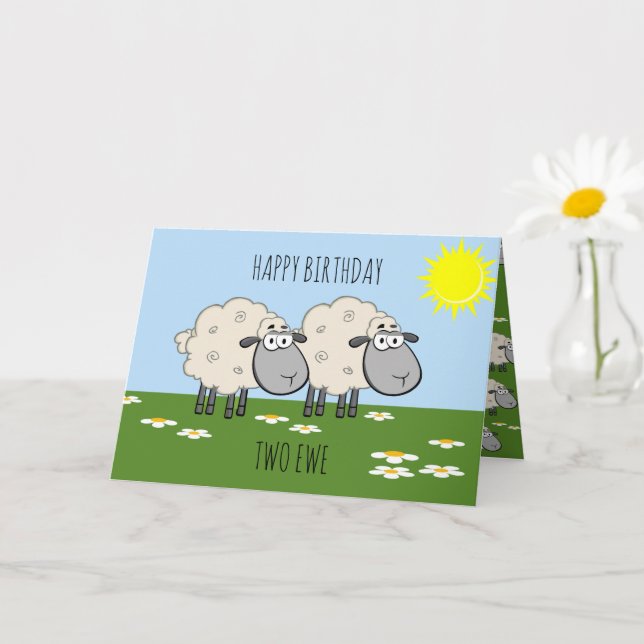 Happy Birthday Two Ewe Card (Small Plant)