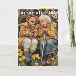 Happy Birthday Two Funny Laughing Ladies  Card