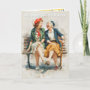 Happy Birthday Two Funny Laughing Ladies  Card