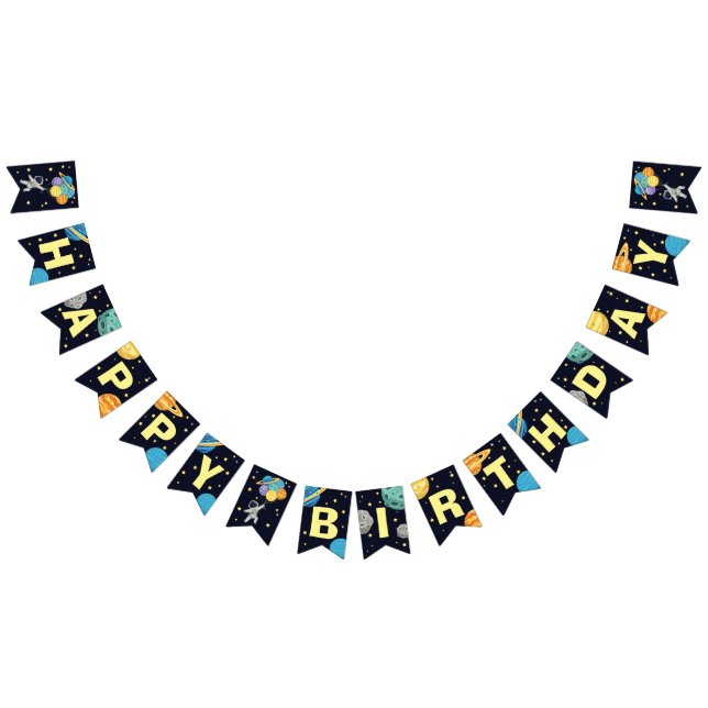 Happy Birthday Two the moon Outer space Bunting (All)