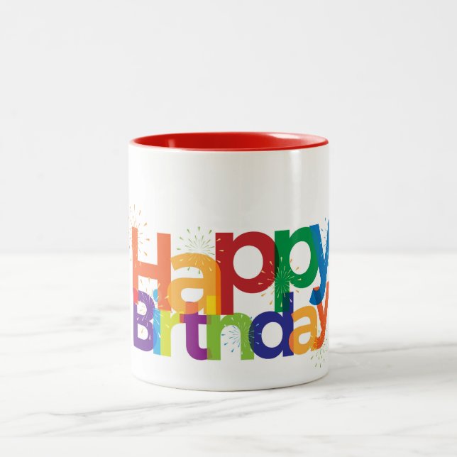 Happy Birthday Two-Tone Coffee Mug (Center)