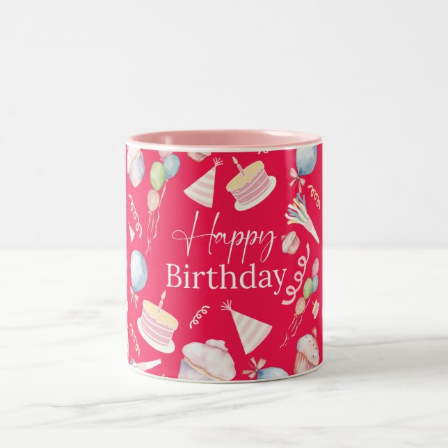 Happy Birthday Two-Tone Coffee Mug (Center)