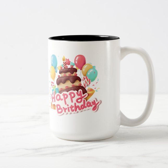 Happy Birthday Two-Tone Coffee Mug (Right)