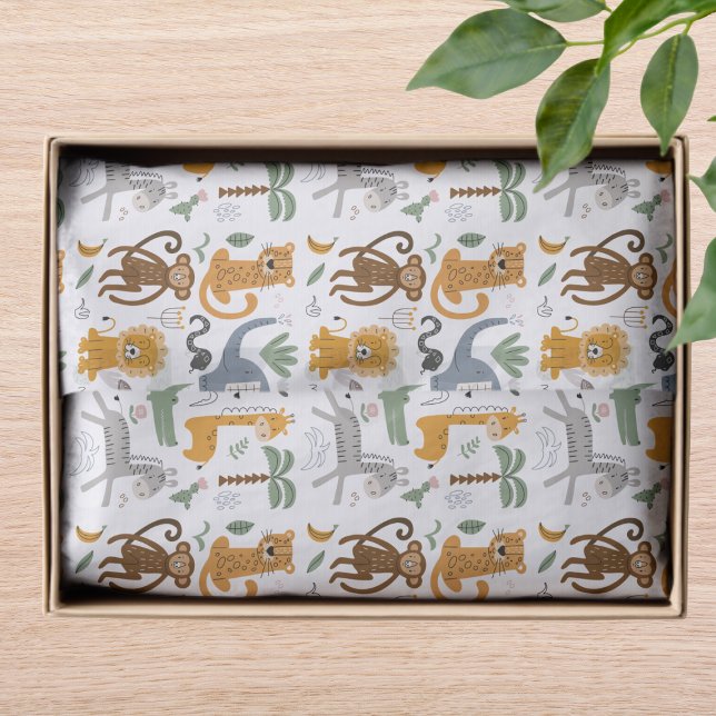 Happy Birthday Two Wild Cute Safari Animals Tissue Paper (Creator Uploaded)