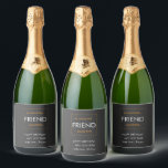 Happy Birthday, Typography Black, White and Orange Sparkling Wine Label<br><div class="desc">This typography design is awesome and I hope that it will bring you joy and happiness,  enjoy it.</div>