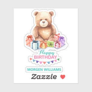 Happy Birthday typography cute teddy bear