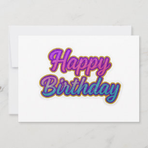 Happy Birthday Typography Design in Pink, Purple a Invitation